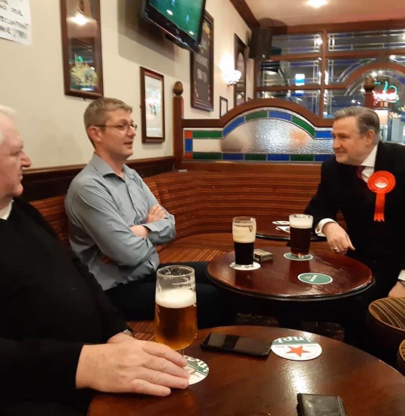 Barry listening to constituents in the pub 