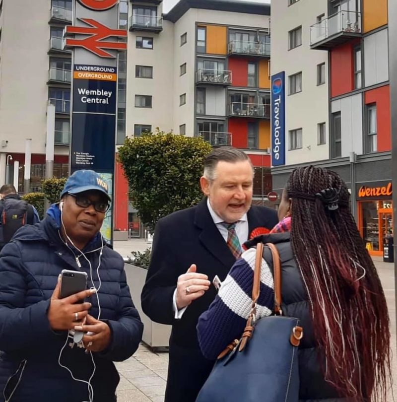 Barry talking to local residents 